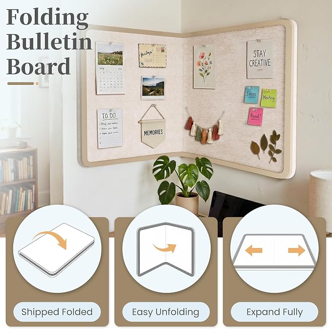 Bulletin Board Decorative Felt Foldable Vision Photo Pin Boards | 24 x 18 - Image 5