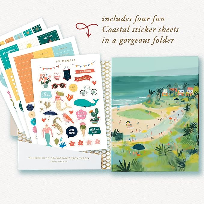 Primrosia 12 Dual Tip Watercolor Marker Pens - Fine Tip & Brush Tips, Professional Quality, 4 x Sticker Sheets, Blendable, Non-Toxic, Perfect for Calligraphy, Drawing & Coloring. (Coastal)-DeskLoop Office