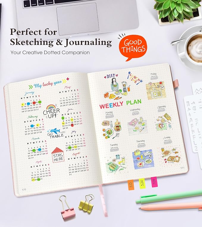 Ansopu Dotted Journal Notebook, 360 Numbered Pages Bullet Journals, 100gsm Dot - Image 6
