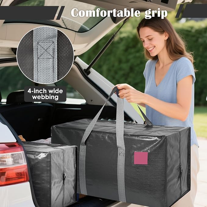 12 Pack Moving Bags with Full-Open Side Zipper, Extra Large 93L Heavy Duty - Image 6