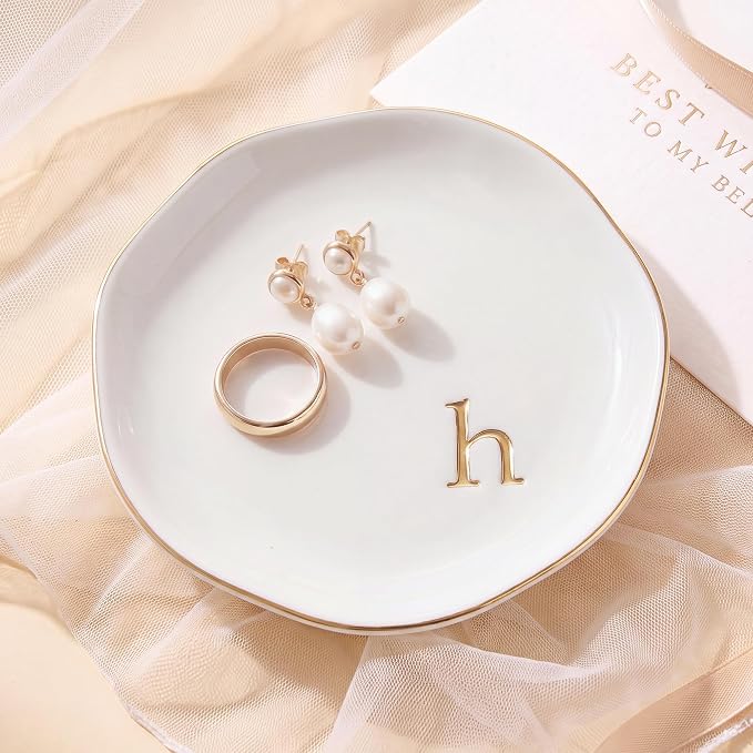 Ceramic Jewelry Tray, Personalized Initial Jewelry Dish by GIVITASOT