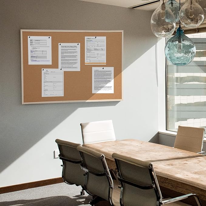 24” x 36” Cork Boards for Walls with Wooden Frame 1pack, Double Sided Office Board for Wall Organizer, Bulletins Board Decorative Hanging Pin Board for School, Home & Office, Notice Board Memo Board-DeskLoop Office