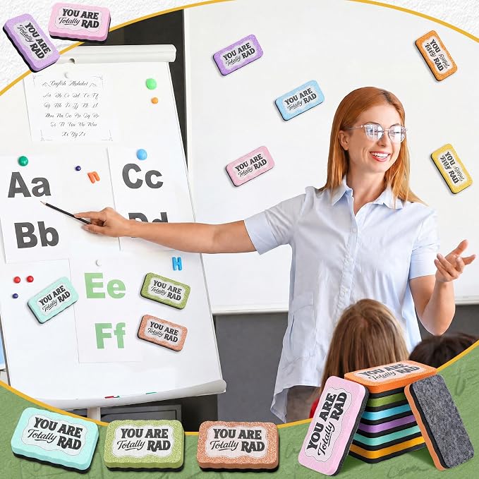 Lincia 8 Pcs Magnetic Dry Erase Erasers Composition Whiteboard Dry Erasers - Image 3