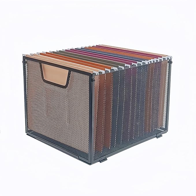 SREGGSIY Metal Mesh Hanging File Organizer, Office/School/Home File Crate by SREGGSIY