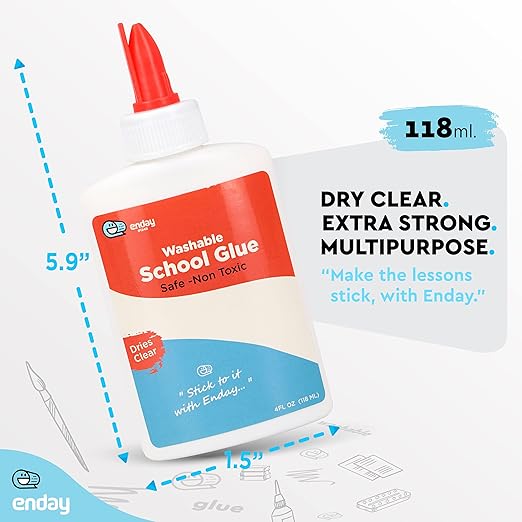 Liquid Glue (12 Pack) - 4 oz Washable School Glue, Bulk, Non-Toxic for Kids, for Slime, Arts and Crafts - by Enday-DeskLoop Office