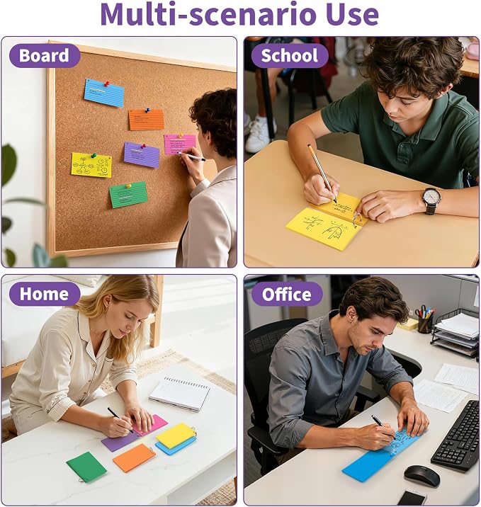 250 Count Colored Index Cards for Studying, 3x5 Inch Ruled Flash Cards 10 - Image 7
