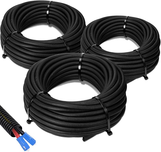 Sasylvia 1/4", 3/8" x 25 Ft Split Wire Loom Tubing Wire Loom Assortment Split by Sasylvia