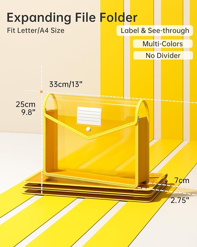 2 Pack Plastic Expanding File Folder, Transparent envelopes - Image 2
