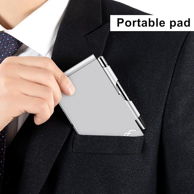 amassan Metal Pocket Notebook, Portable Small Pocket Notepad Aluminum Note Case - Image 3