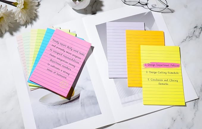 Lined Sticky Notes 4x6 in Post, Self-Stick Pads Bright Colors Sticky Note - Image 3