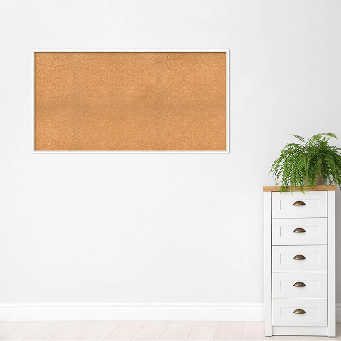 Amanti Art Natural Cork Board for Wall, 31x59 Vision Board with White Frame, Oversize Corkboard Office Decor for Home Organization, Modern Corkboard Pinboard to Display Items for Home Organization in-DeskLoop Office