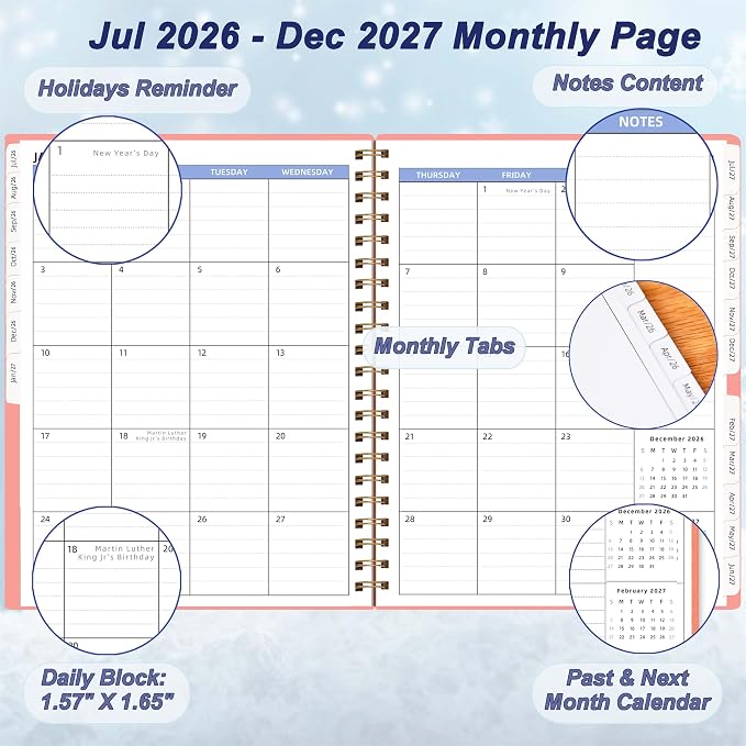 2026-2027 Monthly Planner, 18 Months Agenda Planner from Jul 2026-Dec 2027 - Image 2