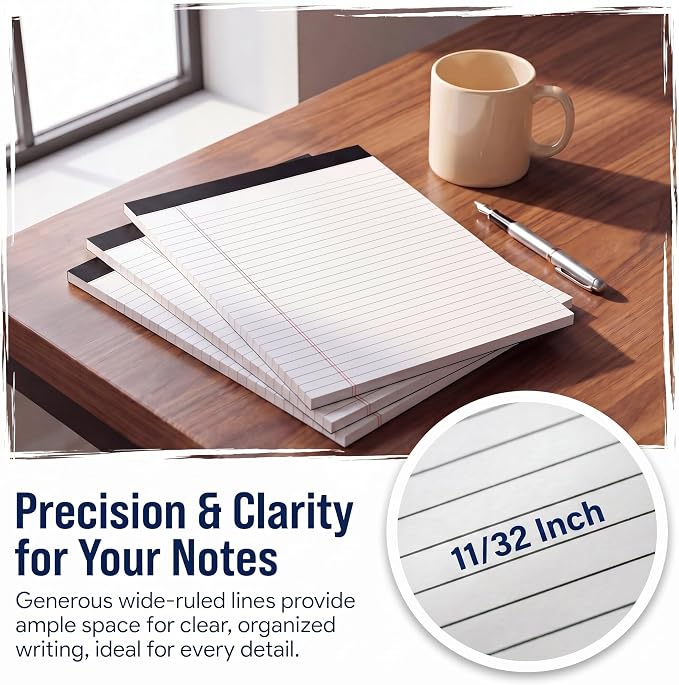 MSKKSM 3 Pack Legal Pads 8.5 x 11 White Note Pads 8.5 x 11 Notepads White - Image 3