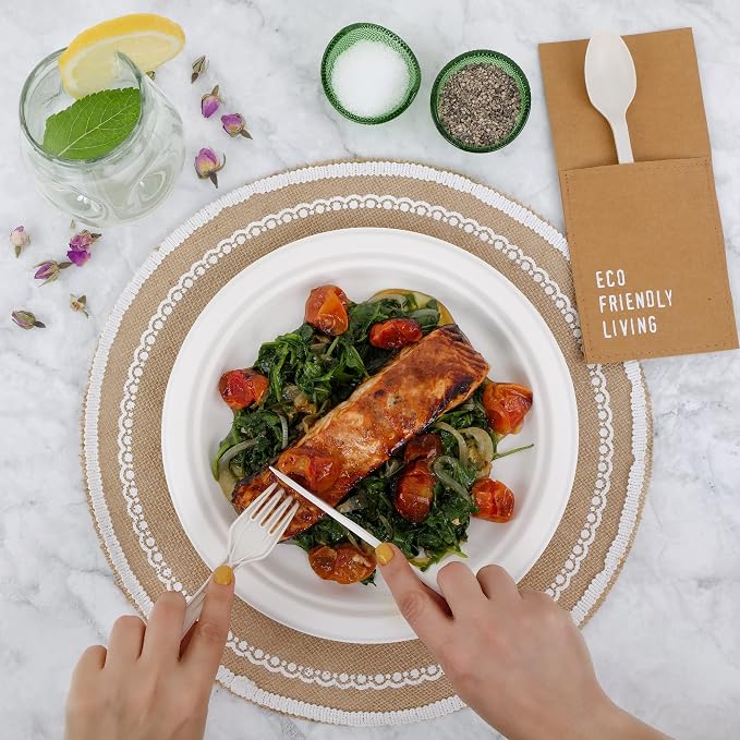 150pcs 100% Compostable Paper Plates, Heavy Duty, Eco Friendly, Biodegradable - Image 7
