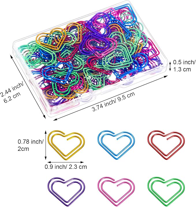 Frienda 105 Pieces Heart Paper Clips Colorful Paperclips Metal - Image 2