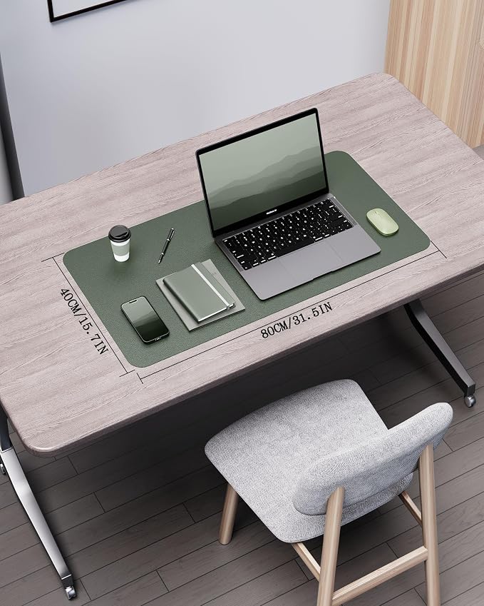 YSAGi Double-Sided Desk Pad, 31.5"x15.7"Leather Desk Mat, Eco Cork Desk Pad - Image 5