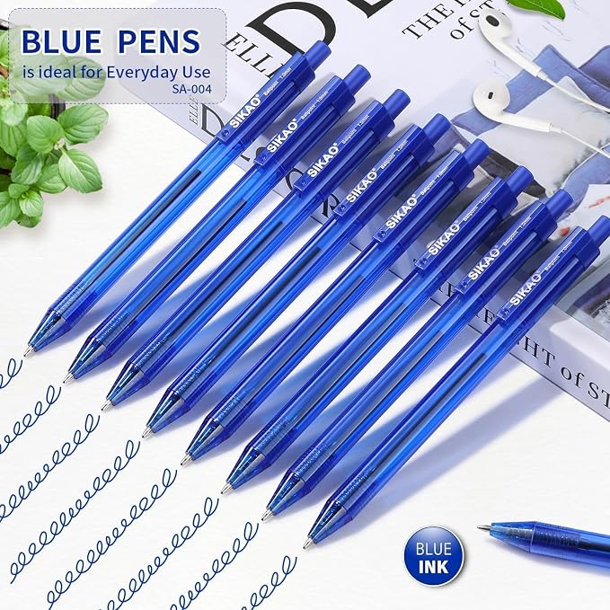 Blue Pens Bulk, 60 Pack Retractable Ballpoint Pens Blue Ink | 1.0mm Smooth - Image 2