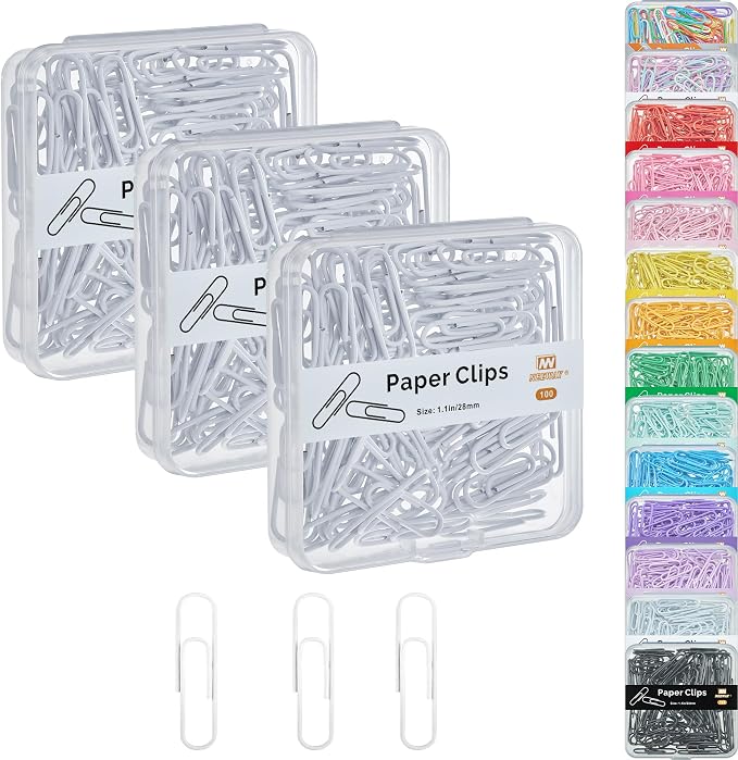 NEEWAY Small Paper Clips, 1.1 Inch Vinly Coated Colored Paperclips, 3 Pack of by NEEWAY