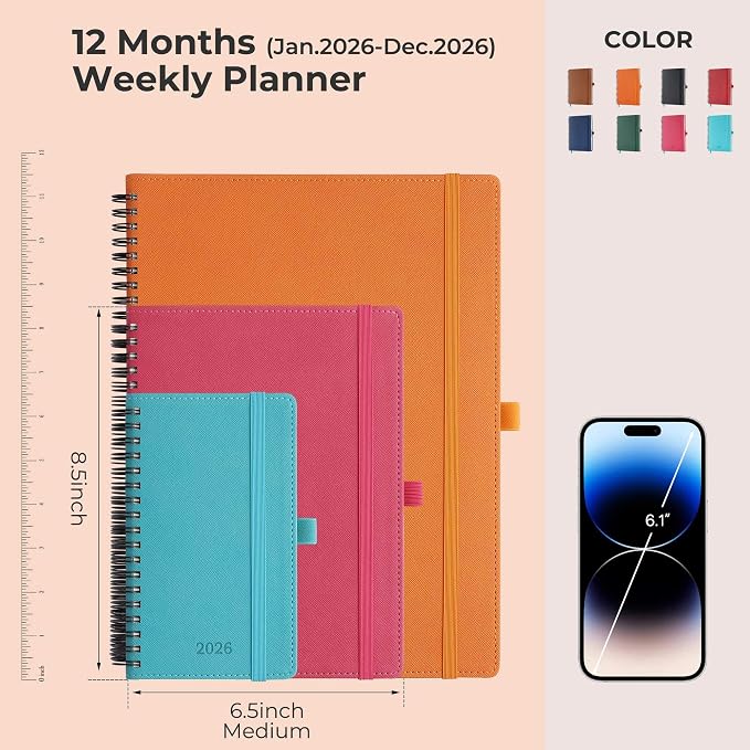 IN-LUXPRO Planner 2026 Daily Weekly and Monthly, 12 Months Spiral Bound - Image 2