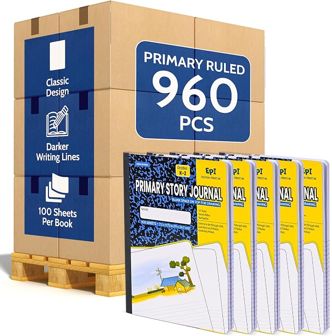 960 Pack EPI Primary Ruled Composition Notebook Bulk, 200 pages, 9-3/4 x 7-1/2 by EPI