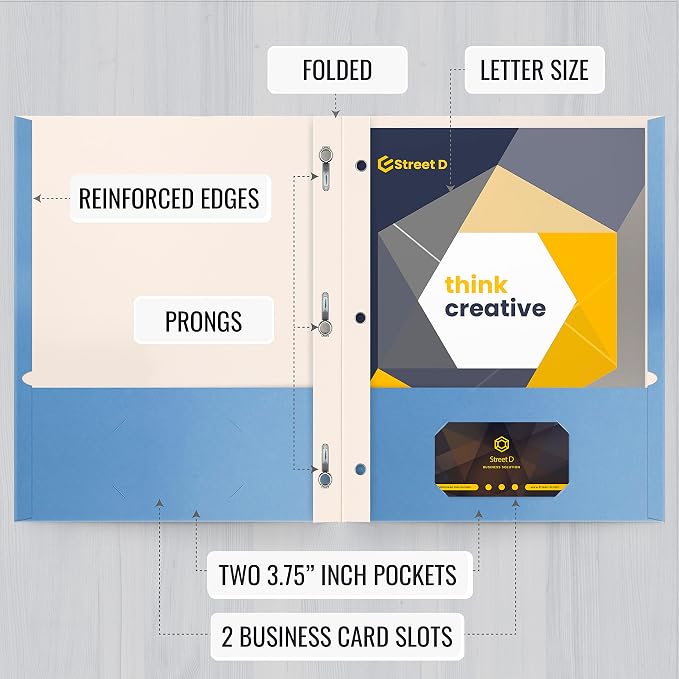 Better Office Products Light Blue Paper 2 Pocket Folders - Image 3