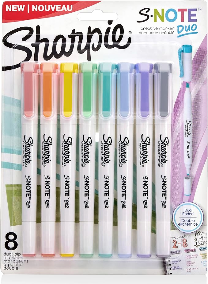 Sharpie S-Note Duo Dual-Ended Creative Highlighters 8/Pkg-Assorted Colors by Unknown