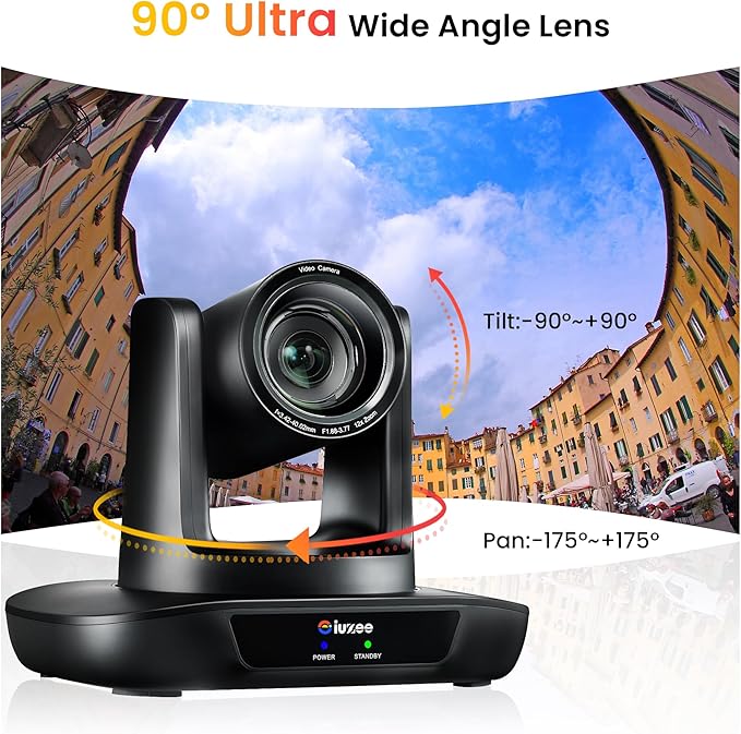 12X Optical Zoom Conference Room Camera USB3.0 HDMI PTZ Camera 1080P 60FPS Wide-Angle for Video Conference Church Live Streaming Meeting Education Works with Zoom Webex OBS YouTube-DeskLoop Office