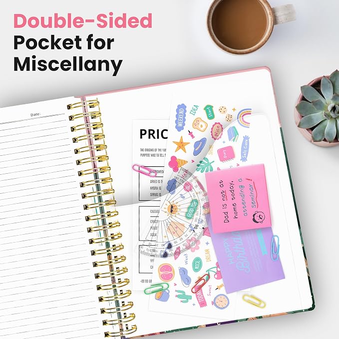Large Lined Spiral Journal for Women Cute Hardcover 5 Subject Notebook for Work - Image 6