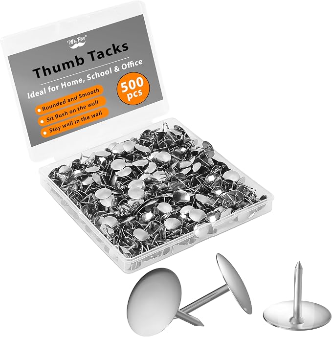 Mr. Pen- Thumb Tack, 500 Pack, Flat Push Pins Bulk | Steel Round Push Pins by MrPen