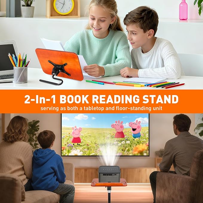2-in-1 Floor Standing Book Stand, Foldable Book Holder - Image 2
