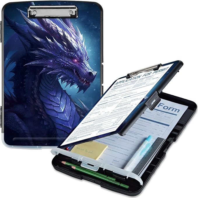Clipboard with Storage, High Capacity Purple Dragon Storage Clipboard 9.5x14 by Qindaiwen
