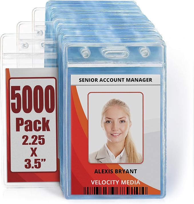Mifflin-USA Plastic Waterproof ID Badge Holders, Vertical Hanging Name Card by MIFFLIN