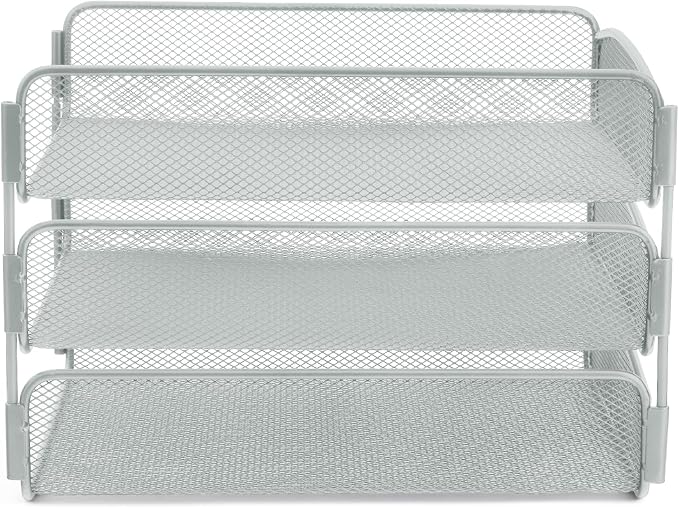 Safco Onyx Desktop Organizer, 3-Tier Paper Tray, Durable Steel Mesh Construction - Image 3