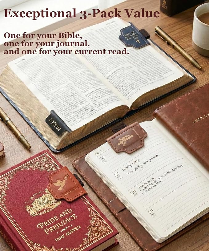 3-Pack Magnetic Leather Bookmarks - Image 5
