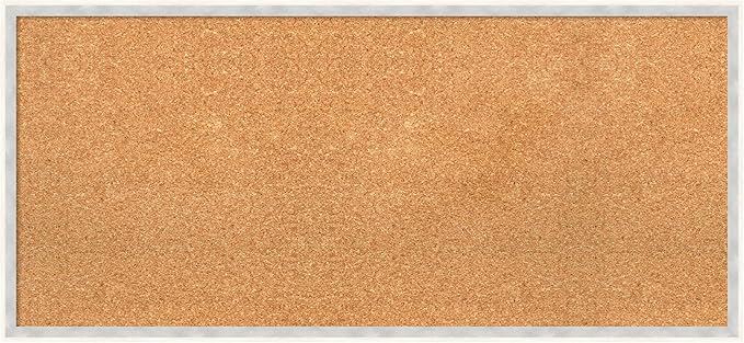 Amanti Art Natural Cork Board for Wall, 17x37 Vision Board with White Frame, Medium Corkboard Office Decor for Home Organization, Modern Corkboard Pinboard to Display Items for Home Organization in-DeskLoop Office