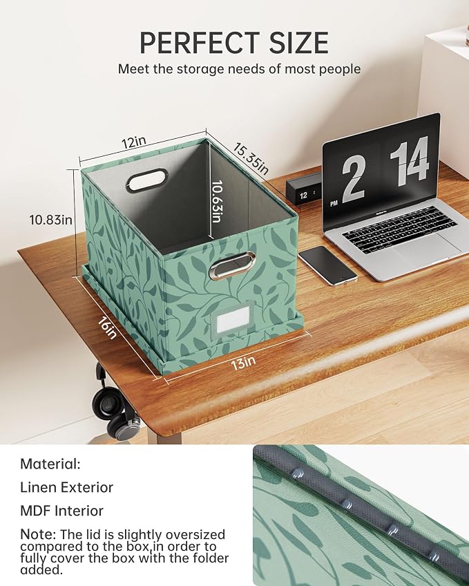 Oterri File Organizer with Lid, File Box, File Cabinet - Image 2