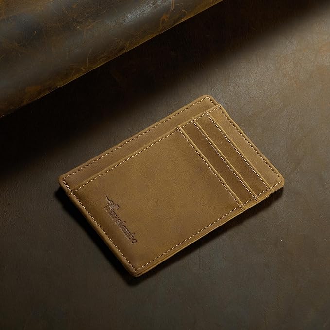 Travelambo Slim Wallet Front Pocket Minimalist Leather RFID Blocking Medium Size - Image 5