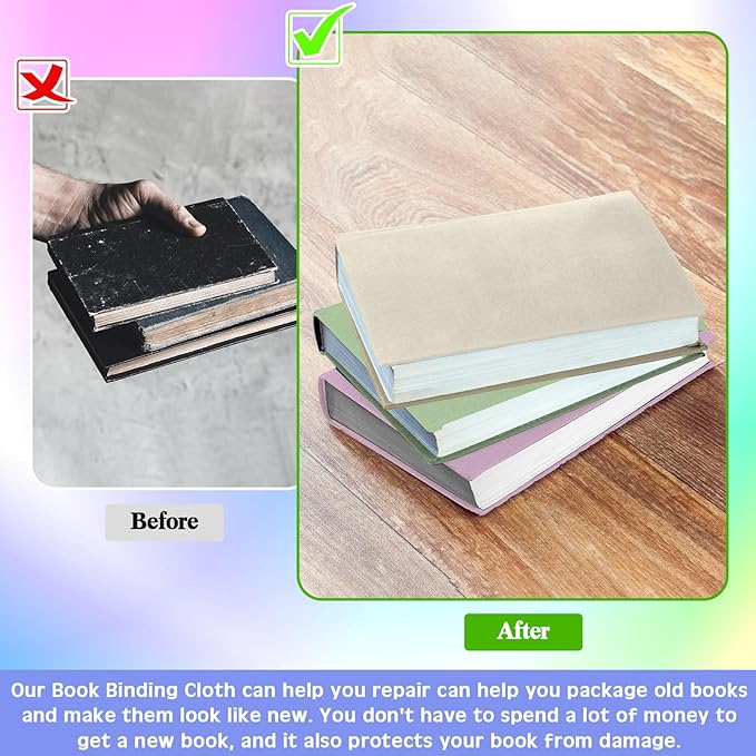 4 Pcs Book Cloth Bookcover Fabric Surface with Paper Backed Book Binding Cloth Fabric Book Cover for Scrapbooking Album DIY Craft Supplies Home, 4 Colors(Morandi Color,40 x 16 Inches)-DeskLoop Office