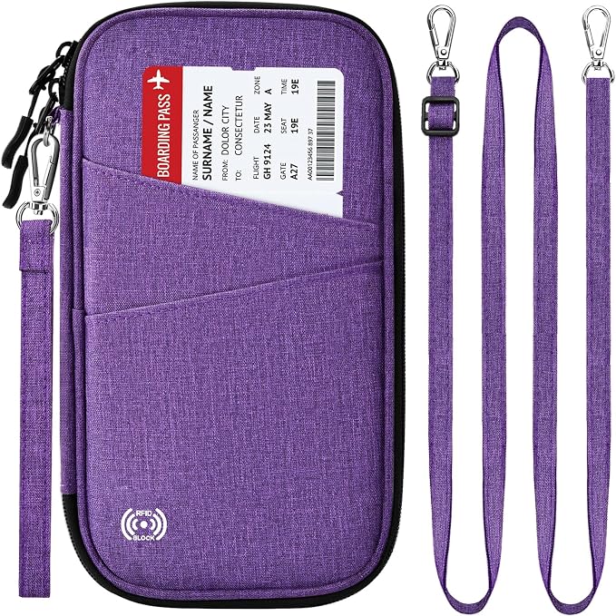 BKNOOU Passport Holder Family Rfid Blocking Travel Document Organizer, Travel by BKNOOU