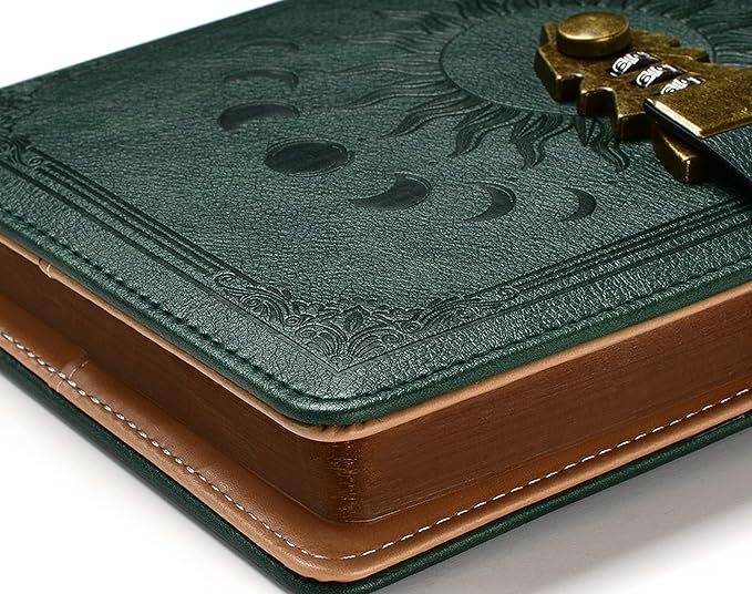 ZXHQ Lock Journal with Pen, A5 240 Pages Diary with Lock, Refillable, Leather - Image 2
