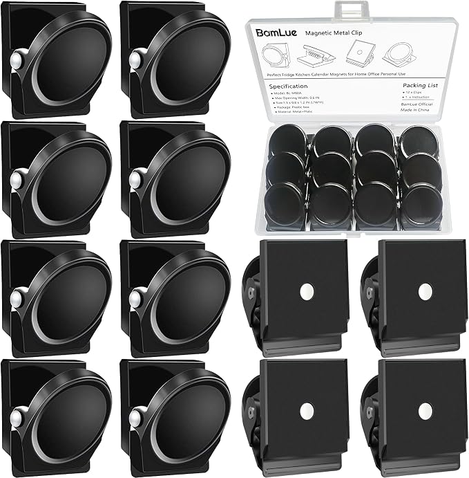 BamLue 12 Pieces Fridge Magnet Clips, Refrigerator Whiteboard Wall Fridge Memo by BamLue