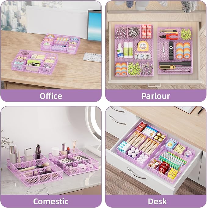 Marbrasse 2 Pack Desk Drawer Organizer, Mesh Drawer Organizer Tray - Image 3