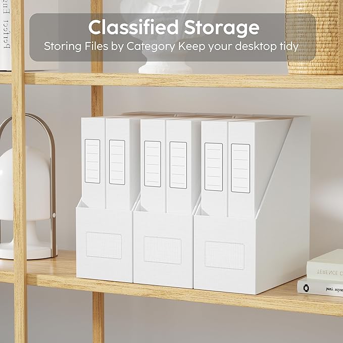 JiaWei White Magazine File Holders, 3 Packs Sturdy Cardboard File Rack - Image 2