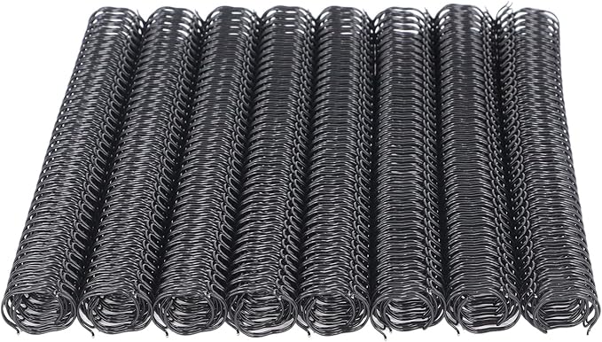 100 Pack Double Loop Wire Binding Spines, YolieraArt 1/4 Inch Spiral Binding Coils for Letter Size,Metal Bindings for Notebook Binder Machine (20 Sheet Capacity, 100P, 3:1 Pitch Twin Combs, Black)-DeskLoop Office