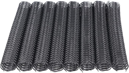 100 Pack Double Loop Wire Binding Spines, YolieraArt 1/4 Inch Spiral Binding Coils for Letter Size,Metal Bindings for Notebook Binder Machine (20 Sheet Capacity, 100P, 3:1 Pitch Twin Combs, Black)-DeskLoop Office