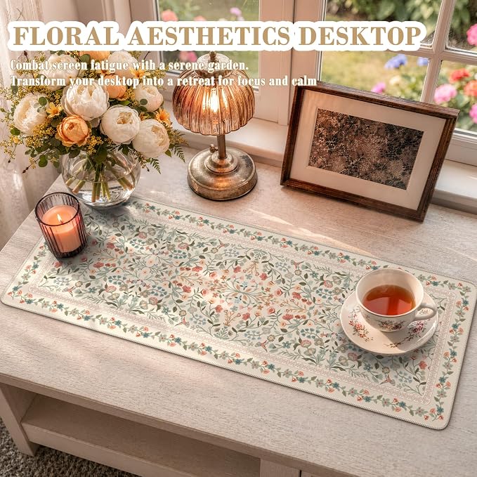 iCasso Aesthetic Floral Desk Mat, L Mouse Pads, Anti-Slip Mousepad - Image 6
