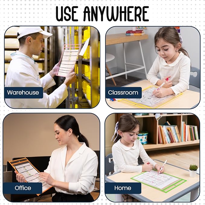 Essex Wares - 6 Pack, Dry Erase Pocket Document Protectors, Water-Resistant & - Image 5