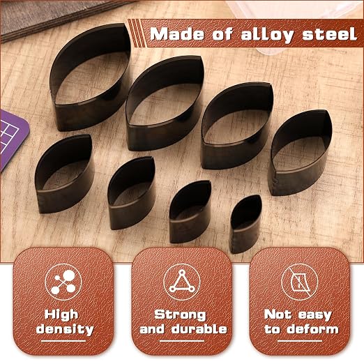 8 Pcs Leather Fusiform Cutter Tool Set, Leather Punch Set, High Carbon Steel - Image 5