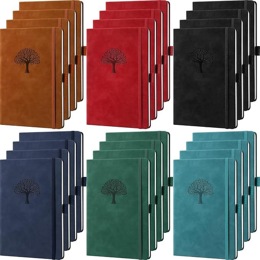 Qeeenar 24 Pack Leather Notebook Journals Bulk 5.7" x 8.3" Harder Cover A5 by Qeeenar