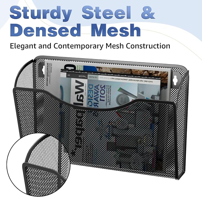 MINDEPOT Wall File Organizer, Hanging Wall Mounted File Folder Holder Mail - Image 3